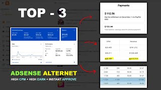 Top 3 😱 Best AdSense Alternative for Blogger 2024  Instant Approval  High CPM [upl. by Sarette873]