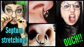 Stretching My Septum Piercing 16mm 14g  32mm 8g  Emily Boo [upl. by Inus]