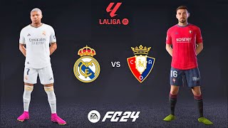 EA FC 24 Real Madrid  Osasuna Santiago Bernabeu stadium Mbappe Laliga ea sports [upl. by Atoiyanap]