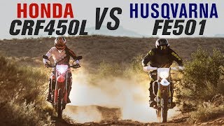 2019 Honda CRF450L vs Husqvarna FE501 [upl. by Anelrahs]