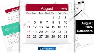 August 2024 Calendar  123FreeVectors [upl. by Ahsiuqel925]