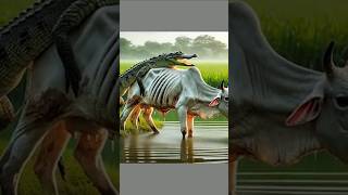 Rescue a week cow from an alligator🐊cow weakanimals alligator crocodile humanity rescueanimals [upl. by Hayley461]