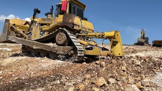 Caterpillar D9T Bulldozer Ripping Hard Ground On Solar Park Project  Diastasi Ateve [upl. by Esihcoc]