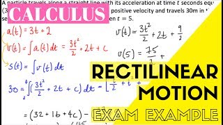 Rectilinear Motion  Calculus in depth example  Displacement Velocity amp Acceleration [upl. by Ramedlav38]