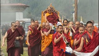 Grand Procession Of His Holiness Sakya Gongma Rinpoche At BumthangBhutan [upl. by Ahcarb505]