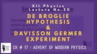 XII Lecture 50  De Broglie Hypothesis  Talhas Physics Academy [upl. by Amble937]