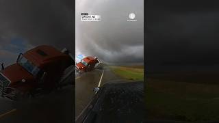 Tractor Trailer Crashes onto Storm Chaser Car During Tornado [upl. by Leontine]