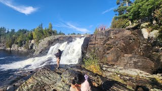 Beautiful View Waterfalls in Muskoka HIGH FALLS in Bracebridge Ontario Canada [upl. by Lilllie]