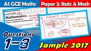 Edexcel GCE Sample 2017  AS Paper 1  Questions 13 Statistics Walkthrough [upl. by Kapeed689]