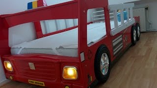 CABINO Brandweerauto bed  FIRE TRUCK BED with lamp and 3D wheels for kids [upl. by Cardon927]