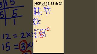 How to find HCF of 12 15 and 21 by prime factorization  12 15 amp 21 ka HCF kaise nikale [upl. by Annuahs]