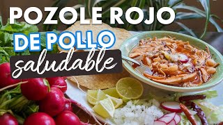 Cómo hacer Pozole Rojo de Pollo en versión Saludable comidassaludables diabetes [upl. by Nyrem]