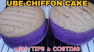 UBE CHIFFON CAKE at 148 pesos with Tips amp Complete Costing  Negosyo Recipe [upl. by Akeber645]