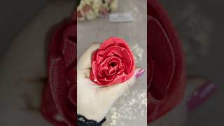 Very Easy Ribbon Flower🌹 Handmade Diy Ribbon Flowerhow to make a flower with red ribbonshorts diy [upl. by Sollie]