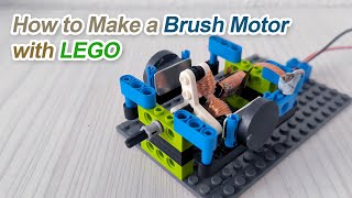 How to Make a Brush Motor with LEGO  DIY DC Motor [upl. by Hecklau]