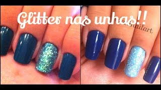 Como aplicar glitter nas unhas  Tutorial por Danielle [upl. by Llerraj]