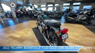 2022 Triumph Bonneville T120 Gold Line Silver Ice  Competition Green TAW0520TR [upl. by Loughlin966]