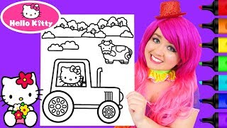 Coloring Hello Kitty Cow amp Tractor Sanrio Coloring Page Prismacolor Markers  KiMMi THE CLOWN [upl. by Hsirap]