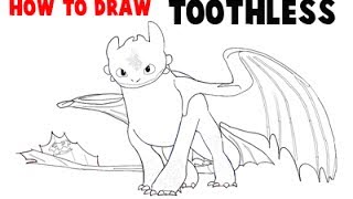 How to Draw Toothless the Night Fury From How to Train Your Dragon and How To Train Your Dragon 2 [upl. by Ynohtnakram]