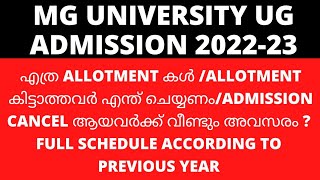 MG University UG CAP 2022  degree admissionfull allotment process trail allotment amp full schedule [upl. by Mastic]