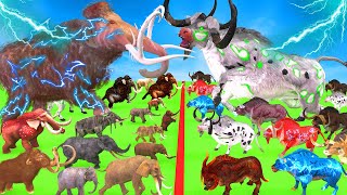 ARBS Prehistoric Mammals vs Wooly Mammoth Mastodon vs Big Zombie Bulls Animal Revolt Battle Simulato [upl. by Polly]