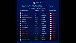 Crypto Prices Today  Bitcoin Ethereum MATIC SHIB DOGECOIN CARDANO XRP PRICE  08162024 [upl. by Kauppi761]