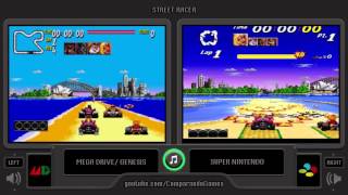 Street Racer Sega Genesis vs Snes Side by Side Comparison [upl. by Keane]