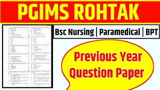 PGI Rohtak Bsc Nursing Previous Year Question Paper Bsc Nursing Previous Year Question PaperPgims [upl. by Evette546]