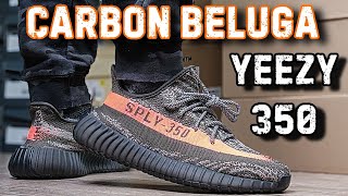 Yeezy 350 V2 Carbon Beluga Sneaker Review amp On Feet [upl. by Emlynn598]