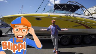 Exploring Boats and Construction Vehicles  Blippi  Cars Trucks amp Vehicles Cartoon  Moonbug Kids [upl. by Herring]