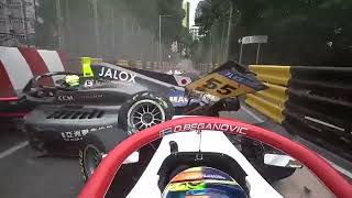 Dramatic Crash in Macau GP Qualifying Sato Dunne amp Beganovic Out 🚩 [upl. by Inilahs]