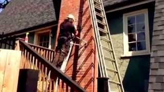 Cleaning Mortar Smears White Stains on Brick Chimney Easy Technique [upl. by Odnumyer750]