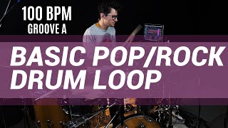 Basic Pop  Rock Drum Loop 100 BPM  The Hybrid Drummer [upl. by Annala]