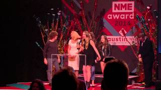 NME Awards 2014  Haim Accept Best International Band [upl. by Haramat370]