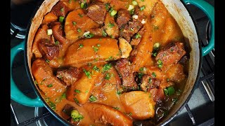 How to Cook Breadfruit and Stewed Pork  The Ultimate Comfort Meal 1  CaribbeanPotcom [upl. by Inoy]