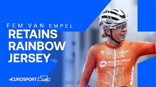 🏆 Fem van Empel wins elite womens title at Cyclocross World Championships  Eurosport Highlights [upl. by Ottinger]