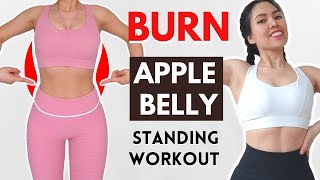 LOSE APPLE BELLY FAT 10 min standing workout lower abs amp waist beginner knee friendly  Hana Milly [upl. by Balac]