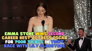 Emma Stone Wins Second Career Best Actress Oscar for ‘Poor Things’ in Tight Race With Lily Gladstone [upl. by Gyimah607]