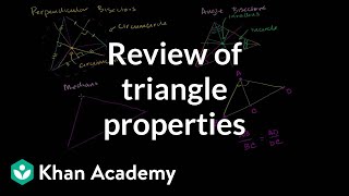 Review of triangle properties  Special properties and parts of triangles  Geometry  Khan Academy [upl. by Ardnekan]