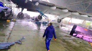 First look inside destroyed Antonov Airport in Gostomel Antonov225 Mriya [upl. by Sorazal]