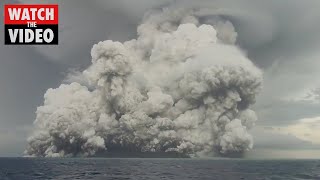 Tonga volcano violently spews ash a day prior to tsunami causing eruption [upl. by Eeraj]