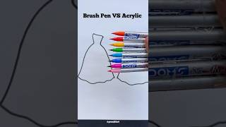 Brush Pen VS Acrylic  👗🤩 shorts satisfying art [upl. by Lehcor]