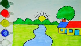 Gramer Prakitik Drisso Drawing 💚 Village Nature Art 💛 How to draw [upl. by Josi]