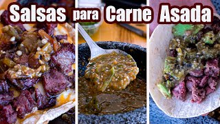 SALSAS para CARNE ASADA  3 Recetas  TOQUE Y SAZON [upl. by Nagaet]