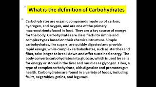 what is the definition of carbohydrates [upl. by Card]