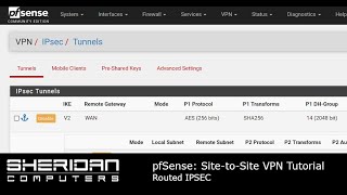 pfSense  IPsec site to site networking setup  Routed IPsec VPN  2021 [upl. by Ielarol]