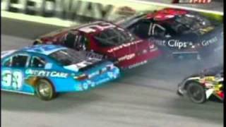 Kasey Kahne Rides the wall Wreck Crash NNS Food City 250 Bristol 2010mpg [upl. by Sadoc]