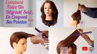 Comment faire une coupe de cheveux  mi long et long dégradé soimême🇫🇷Français [upl. by Morette]