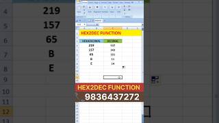 hexadecimal to decimal conversation shorts excel hexadecimaltodecimal hexadecimal decimal [upl. by Issiah]