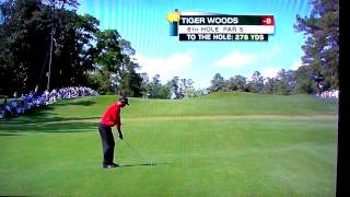 Tiger Woods 2nd shot to 8th hole 4th round of 2011 Masters [upl. by Ayardna]